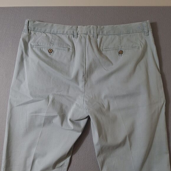 Tommy Bahama Chino Pants Mens 38x30 Seafoam Cotton Blend Solid Flat Front - Picture 13 of 14